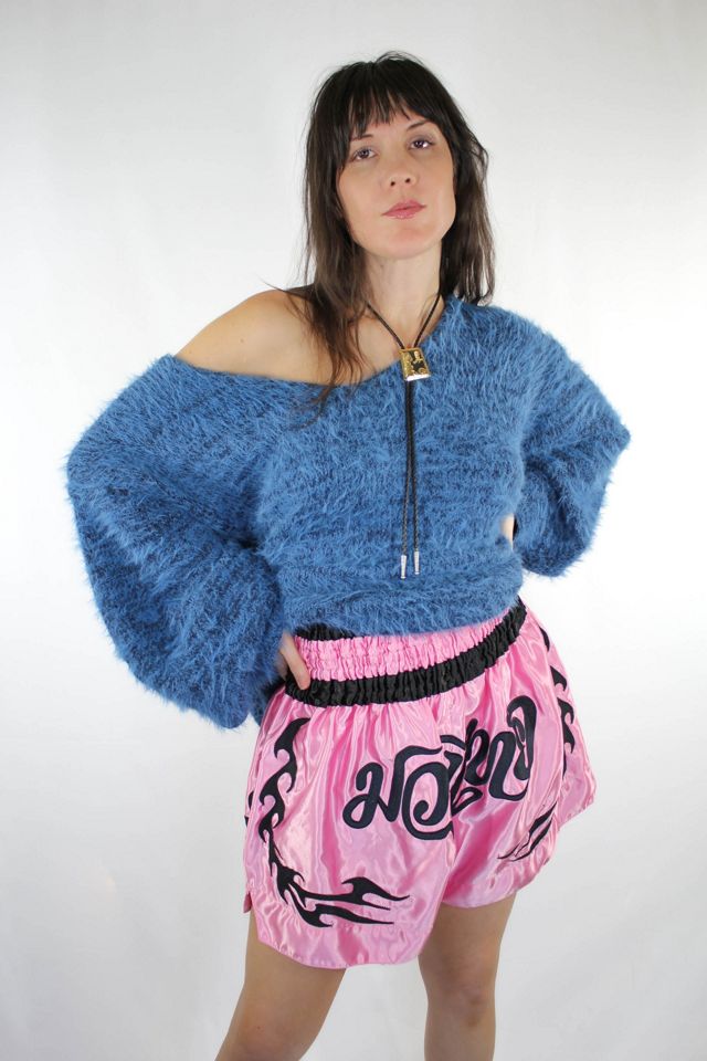 Vintage Pink Satin Muay Thai Boxing Shorts Selected By Moons + Junes Vintage #1