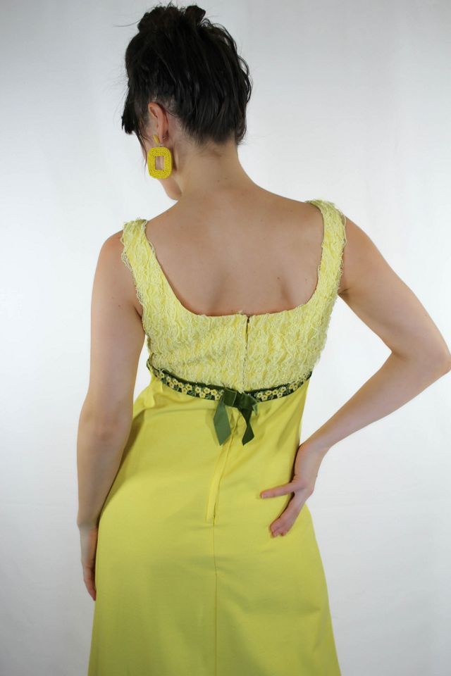 1960s Frilly Lace Yellow Maxi Dress Selected By Moons + Junes Vintage #2