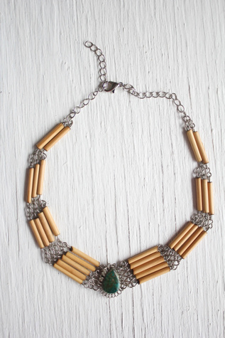 Vintage Amazonite Bamboo Choker Necklace Selected By Moons + Junes Vintage