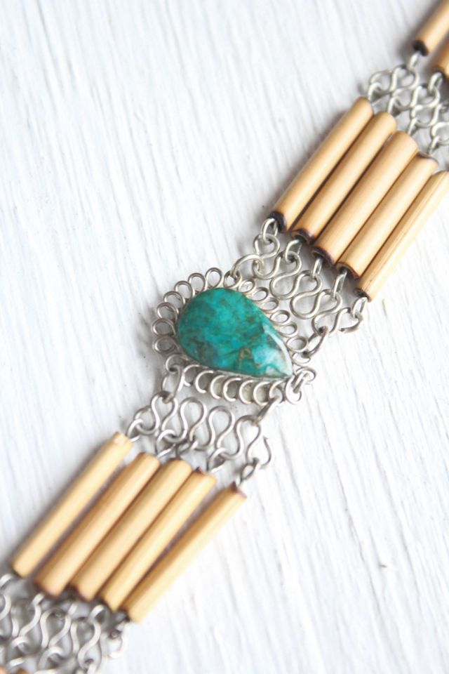 Vintage Amazonite Bamboo Choker Necklace Selected By Moons + Junes Vintage #1