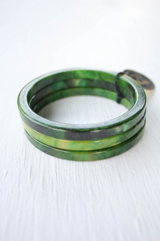 Vintage Genuine Emerald Marblette Bracelet Stack Selected By Moons + Junes Vintage