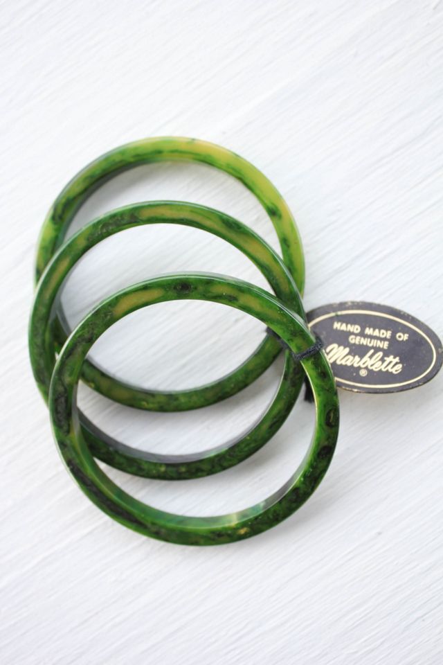 Vintage Genuine Emerald Marblette Bracelet Stack Selected By Moons + Junes Vintage #1