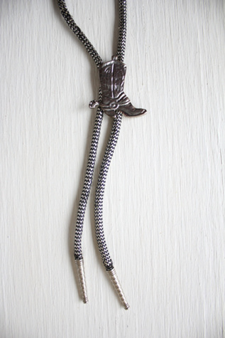 Vintage Western Cowboy Boot Silver Bolo Tie Selected By Moons + Junes Vintage