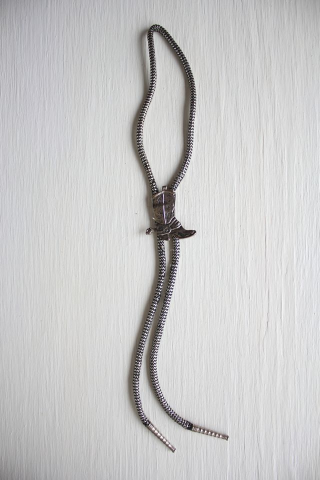 Vintage Western Cowboy Boot Silver Bolo Tie Selected By Moons + Junes Vintage #1