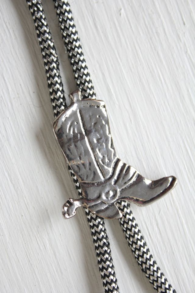 Vintage Western Cowboy Boot Silver Bolo Tie Selected By Moons + Junes Vintage #2