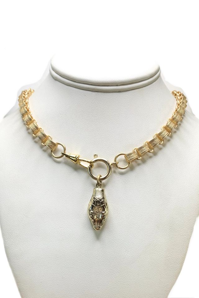Vintage Whiting + Davis Snake Pendant with Bookchain Necklace Selected by Lux Revival #1