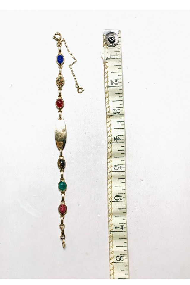 Deco Gold Fill Scarab ID Bracelet with Gemstones Selected by Lux Revival #3