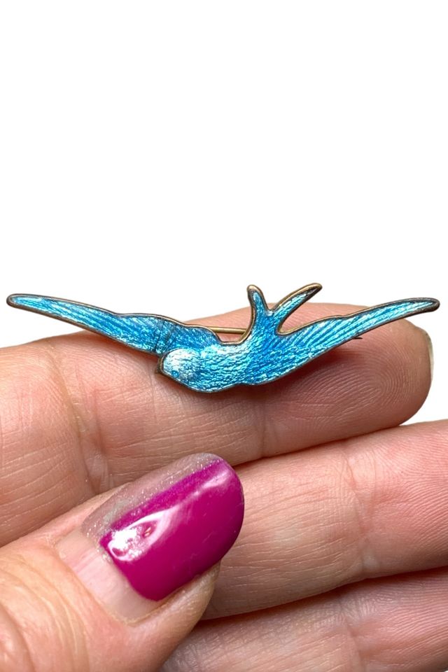 Art Deco Enamel Bluebird Brooch Selected by Lux Revival #1