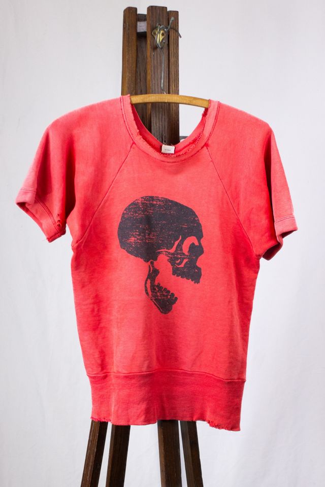 Vintage 70s Red Skull Short Sleeve Sweatshirt Selected by Black Shag Vintage #1