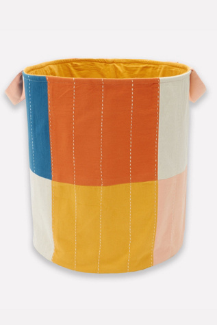 Anchal Checkered Fabric Storage Bin at Free People in Yellow, Size: S