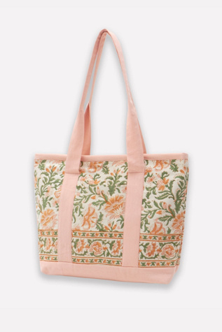 Anchal Floral Block Print Mini Tote Bag