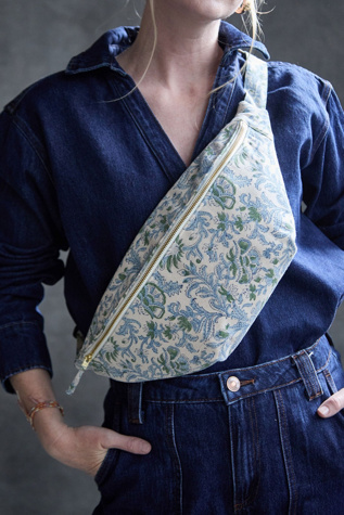 Anchal Block Print Floral Sling Crossbody Bag at Free People in Blue