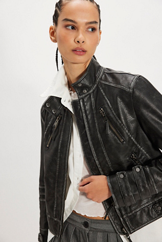 We The Free Jesse Vegan Leather Moto Jacket at Free People in Black, Size: L