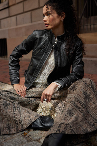 Veste moto en cuir végétalien Jesse We The Free en Noir, pour femme chez Free People