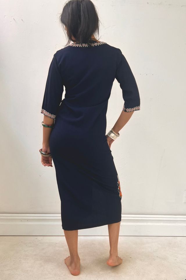 Vintage Embroidered Navy Caftan Selected by Anna Corinna #2