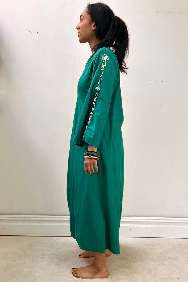 Vintage Embroidered Emerald Caftan Selected by Anna Corinna #2