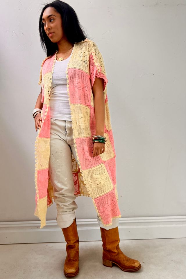 Anna Corinna Reworked Vintage Crocheted Checkered Jacket #2