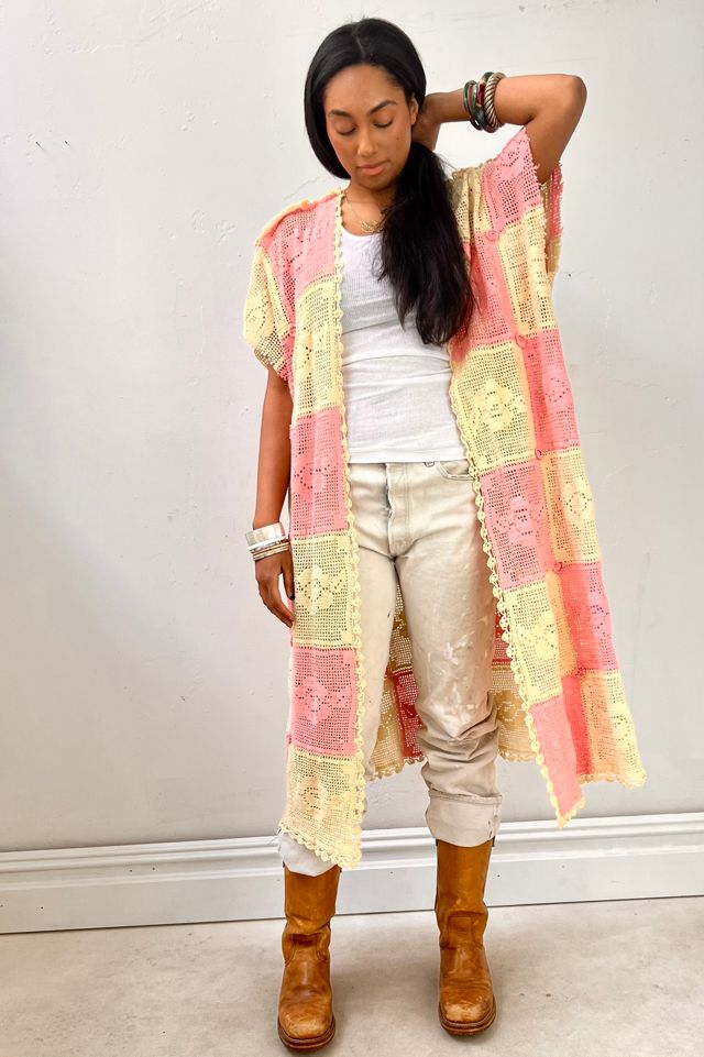 Anna Corinna Reworked Vintage Crocheted Checkered Jacket #3