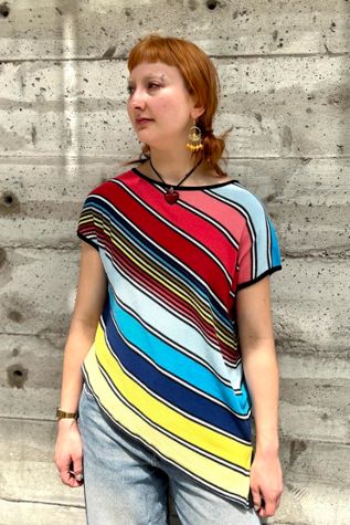 Sonia Rykiel Asymmetrical Bold Striped Sweater Selected by Nomad Vintage