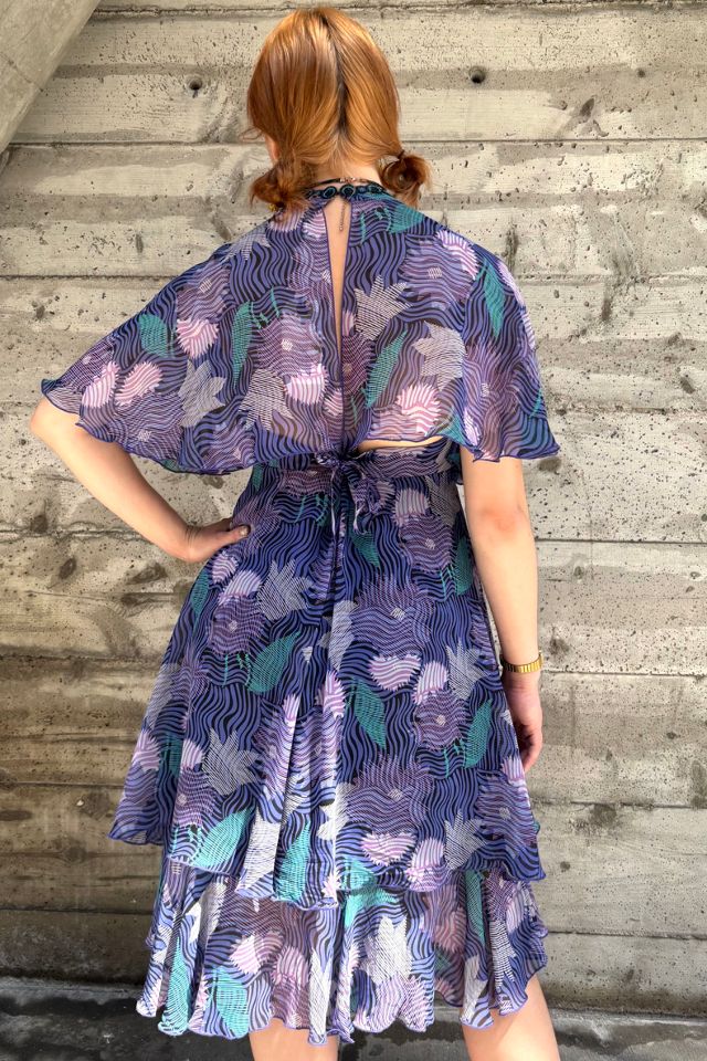 Anna Sui Runway Purple Silk Print Dress Selected by Nomad Vintage #1