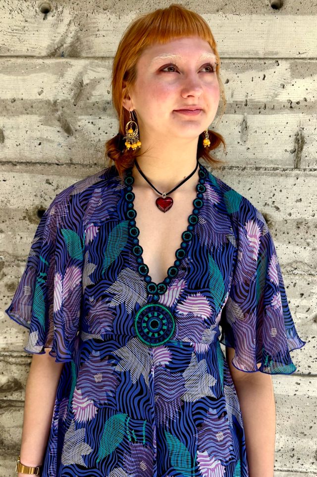 Anna Sui Runway Purple Silk Print Dress Selected by Nomad Vintage #3