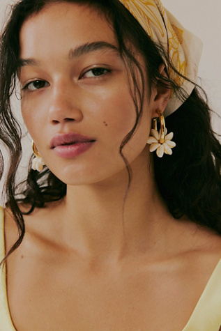 Logan Tay Shell Hoops at Free People in White