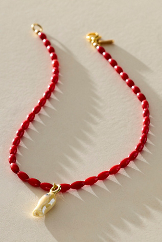 Logan Tay Beaded Fish Necklace at Free People in Red