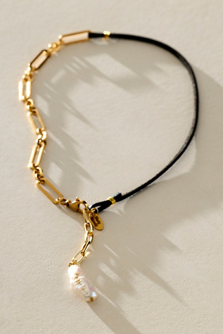 Marly Moretti Leather Pearl Necklace at Free People in Gold