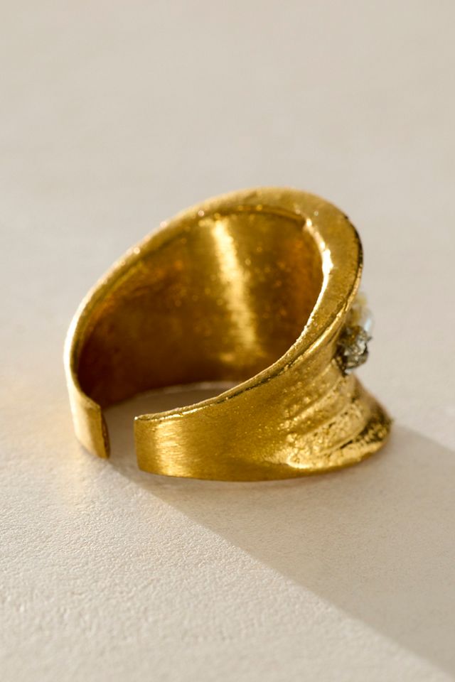 Bague Courbée Marly Moretti Pyrite & Perle #1
