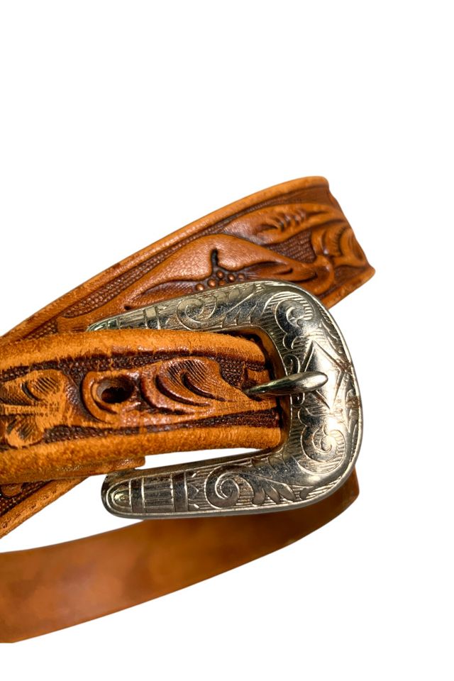 Vintage Silver Tipped Tooled Leather Belt Selected by SharpLilTeeth #1