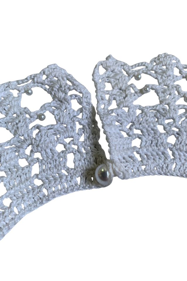 Vintage Handmade Crochet Lace & Pearl Collar Selected by SharpLilTeeth #3