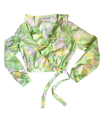 Vintage 1970s Ruffled Wrap Crop Blouse Selected by SharpLilTeeth