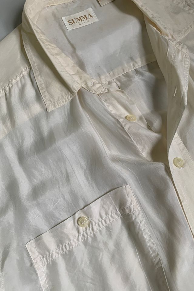 Vintage 1990s Minimalist Silk Button Down Blouse Selected by SharpLilTeeth #1
