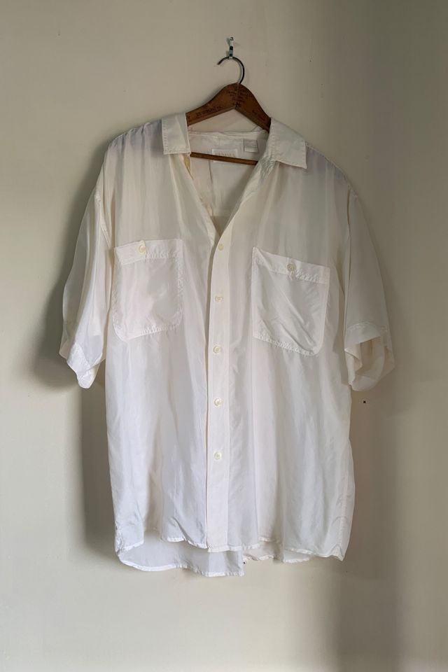 Vintage 1990s Minimalist Silk Button Down Blouse Selected by SharpLilTeeth #3