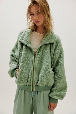 Alpine Sherpa Jacket by Free People in Green, Size: XL