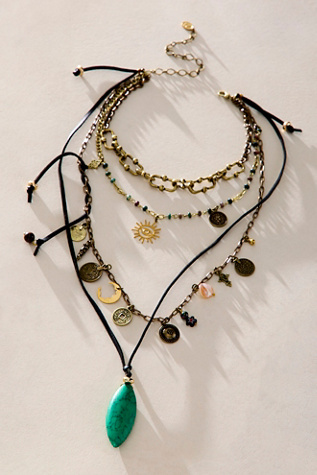 Georgia Stone Necklace by Free People in Green