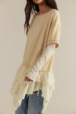 We The Free Tattered Love Tee at Free People in Summer Sand Combo, Size: Medium