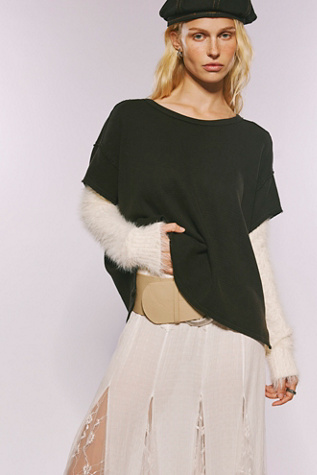 Женский топ We The Free Luxe Cuff Long Sleeve Top, цвет: Потёртый чёрный комбинированный — фото 4