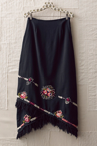 FP MART: Vintage: The Originals Embroidered Wool Maxi Skirt