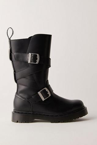 Dr. Martens Anistone Hi Strap Boots at Free People in Black, Size: US 8