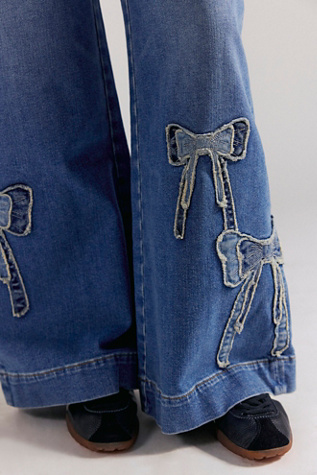 Driftwood Embroidered Wide-Leg Jeans at Free People in Medium Wash, Size: 28