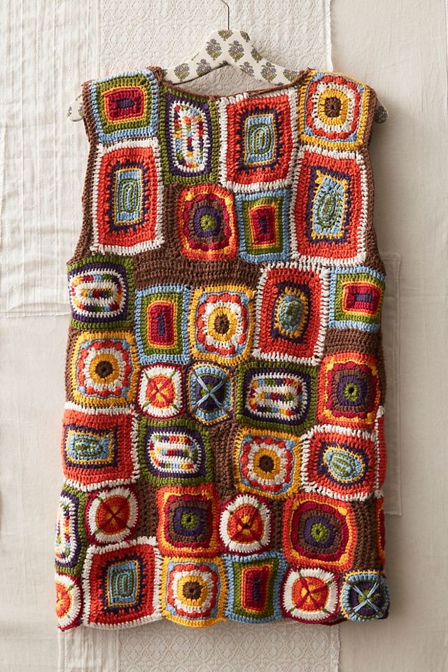 Crocheted Granny Square Vest #1