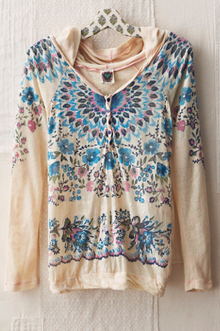 FP MART: Vintage: The Originals Watercolor Printed Hoodie Henley