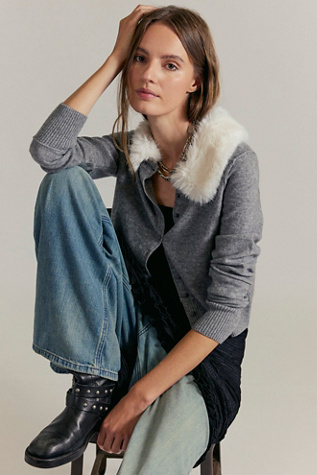 Cardigan Col Fourrure Synthétique Nocturnal