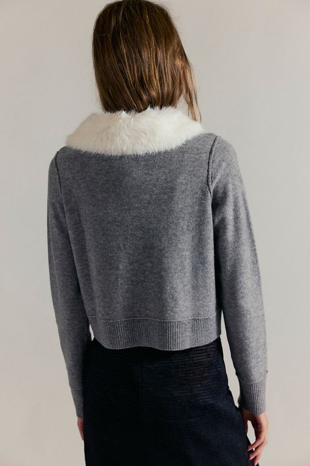 Nocturnal Faux Fur Collar Cardi #1