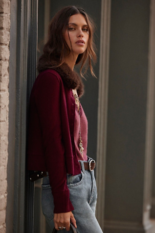 Nocturnal Faux Fur Collar Cardi