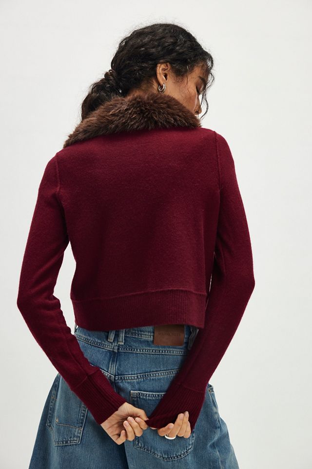 Nocturnal Faux Fur Collar Cardi #3