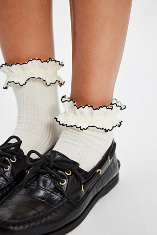 Sheer Frilly Socks by High Heel Jungle at Free People in White