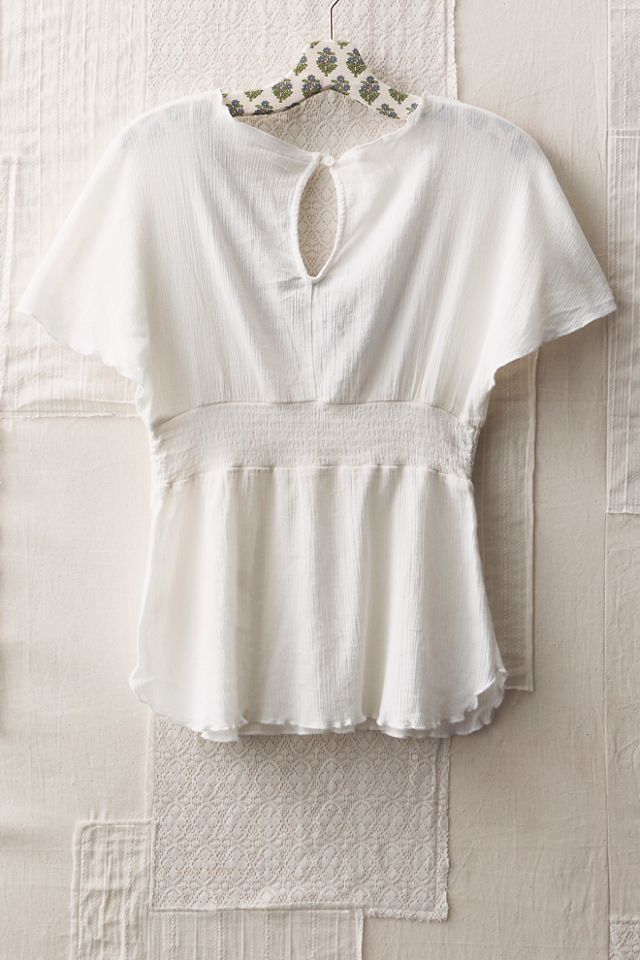 FP MART: Vintage: The Originals Crinkle Gauze Top With Open Crochet Neckline #1