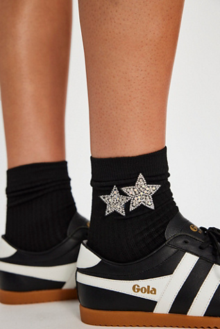 Double Star Socks by High Heel Jungle at Free People in Black
